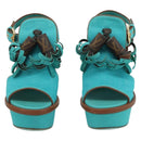 LOUIS VUITTON Monogram Tassel Sandals EU35 Green LV Auth ar14146-2