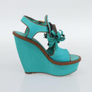 LOUIS VUITTON Monogram Tassel Sandals EU35 Green LV Auth ar14146-4