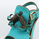 LOUIS VUITTON Monogram Tassel Sandals EU35 Green LV Auth ar14146-7