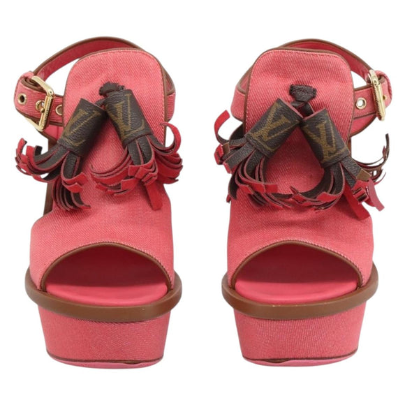 LOUIS VUITTON Monogram Tassel Sandals EU35 Pink LV Auth ar14147M
