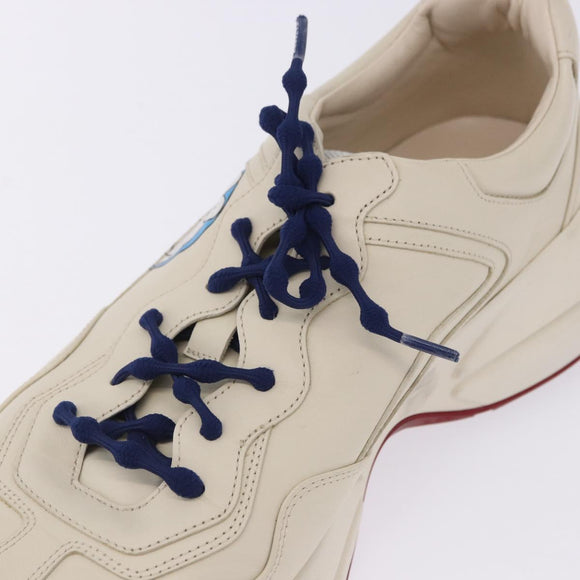 GUCCI Doraemon Sneakers Leather White Blue 655025 Auth ar14148