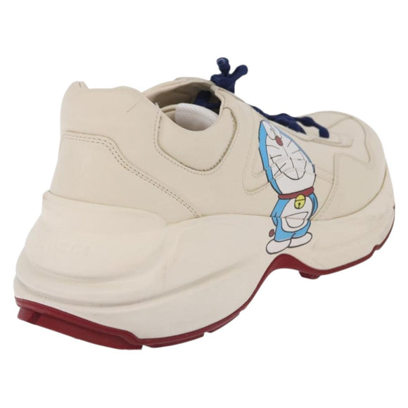 GUCCI Doraemon Sneakers Leather White Blue 655025 Auth ar14148