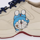 GUCCI Doraemon Sneakers Leather White Blue 655025 Auth ar14148-31