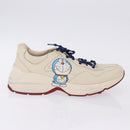GUCCI Doraemon Sneakers Leather White Blue 655025 Auth ar14148-4