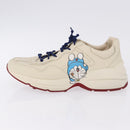 GUCCI Doraemon Sneakers Leather White Blue 655025 Auth ar14148M-26
