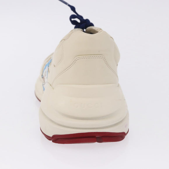 GUCCI Doraemon Sneakers Leather White Blue 655025 Auth ar14148M