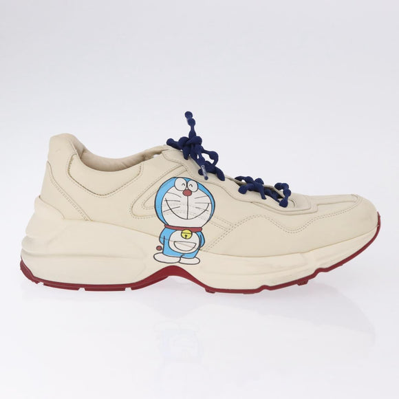 GUCCI Doraemon Sneakers Leather White Blue 655025 Auth ar14148M