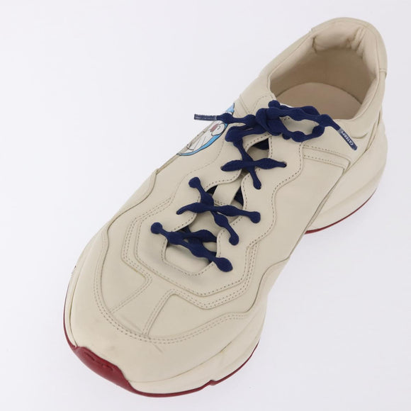 GUCCI Doraemon Sneakers Leather White Blue 655025 Auth ar14148M