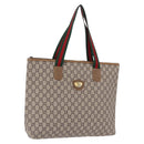 GUCCI GG Plus Supreme Web Sherry Line Tote Bag PVC Beige Gold Auth ar14150-1
