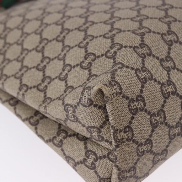 GUCCI GG Plus Supreme Web Sherry Line Tote Bag PVC Beige Gold Auth ar14150