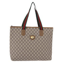 GUCCI GG Plus Supreme Web Sherry Line Tote Bag PVC Beige Gold Auth ar14150-2