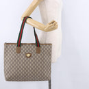 GUCCI GG Plus Supreme Web Sherry Line Tote Bag PVC Beige Gold Auth ar14150-23