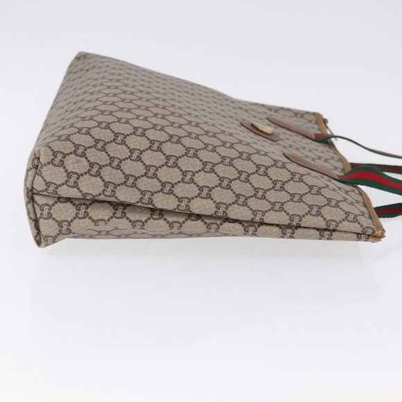 GUCCI GG Plus Supreme Web Sherry Line Tote Bag PVC Beige Gold Auth ar14150