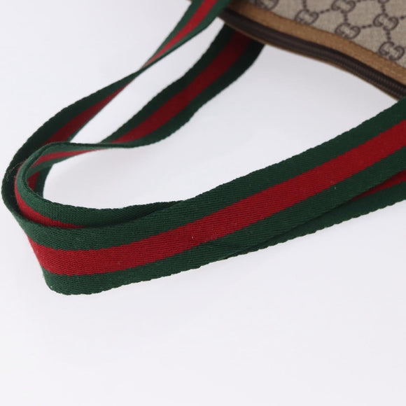 GUCCI GG Plus Supreme Web Sherry Line Tote Bag PVC Beige Gold Auth ar14150