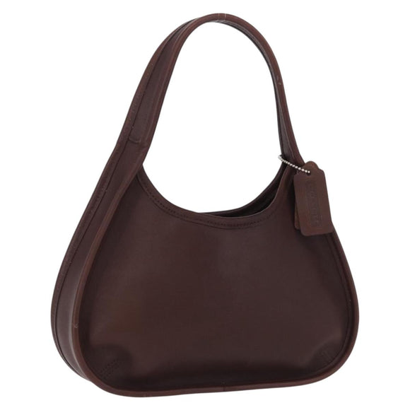 Coach Hand Bag Leather Brown Gold Auth ar14152A