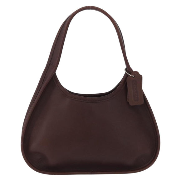 Coach Hand Bag Leather Brown Gold Auth ar14152A