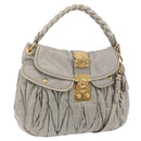Miu Miu Matelasse Hand Bag Leather 2way Gray Gold Tone Auth ar14167V-1