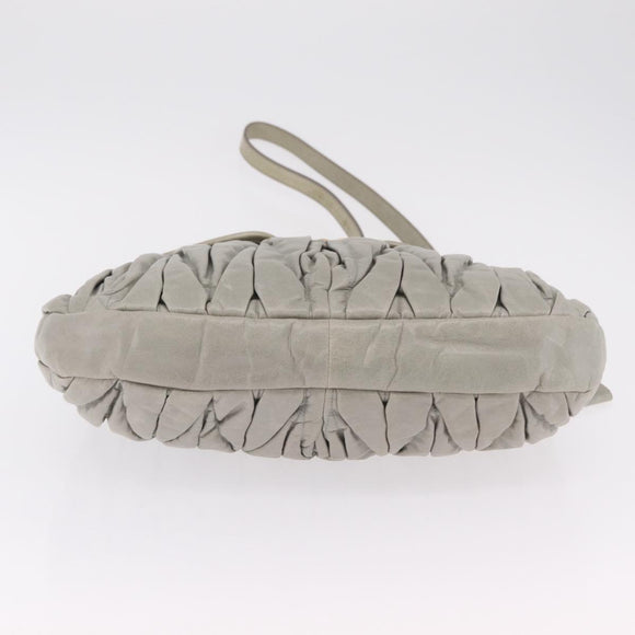 Miu Miu Matelasse Hand Bag Leather 2way Gray Gold Tone Auth ar14167V