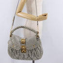 Miu Miu Matelasse Hand Bag Leather 2way Gray Gold Tone Auth ar14167V-33
