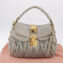 Miu Miu Matelasse Hand Bag Leather 2way Gray Gold Tone Auth ar14167V-12