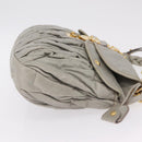 Miu Miu Matelasse Hand Bag Leather 2way Gray Gold Tone Auth ar14167V-3