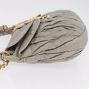 Miu Miu Matelasse Hand Bag Leather 2way Gray Gold Tone Auth ar14167V-4