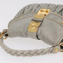 Miu Miu Matelasse Hand Bag Leather 2way Gray Gold Tone Auth ar14167V-14