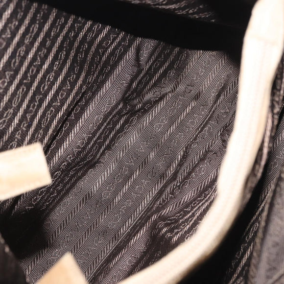 PRADA Hand Bag Nylon Beige Auth ar14168