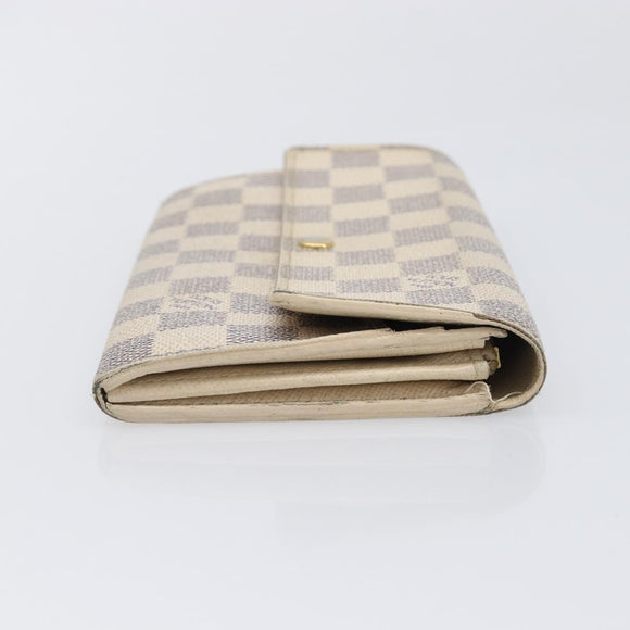 LOUIS VUITTON Damier Azur Portefeuille Sarah Long Wallet N63208 LV Auth ar14170