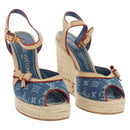 LOUIS VUITTON Monogram Denim Espadrille Sandals Blue LV Auth ar14173V-1