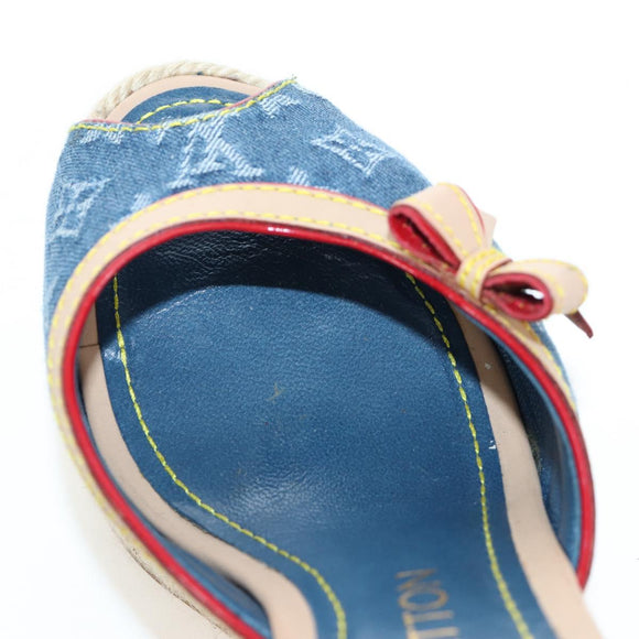 LOUIS VUITTON Monogram Denim Espadrille Sandals Blue LV Auth ar14173V