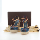 LOUIS VUITTON Monogram Denim Espadrille Sandals Blue LV Auth ar14173V-33