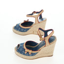 LOUIS VUITTON Monogram Denim Espadrille Sandals Blue LV Auth ar14173V-4