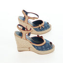 LOUIS VUITTON Monogram Denim Espadrille Sandals Blue LV Auth ar14173V-5
