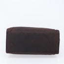 PRADA Hand Bag Nylon Brown Gold Tone Auth ar14174-5
