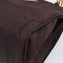 PRADA Hand Bag Nylon Brown Gold Tone Auth ar14174-14