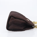 PRADA Hand Bag Nylon Brown Gold Tone Auth ar14174-3