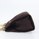 PRADA Hand Bag Nylon Brown Gold Tone Auth ar14174-4