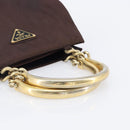 PRADA Hand Bag Nylon Brown Gold Tone Auth ar14174-7