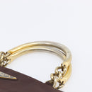 PRADA Hand Bag Nylon Brown Gold Tone Auth ar14174-8