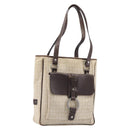 BVLGARI Tote Bag Canvas Beige Silver Auth ar14179-1