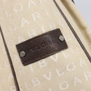 BVLGARI Tote Bag Canvas Beige Silver Auth ar14179-18