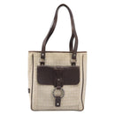 BVLGARI Tote Bag Canvas Beige Silver Auth ar14179-13