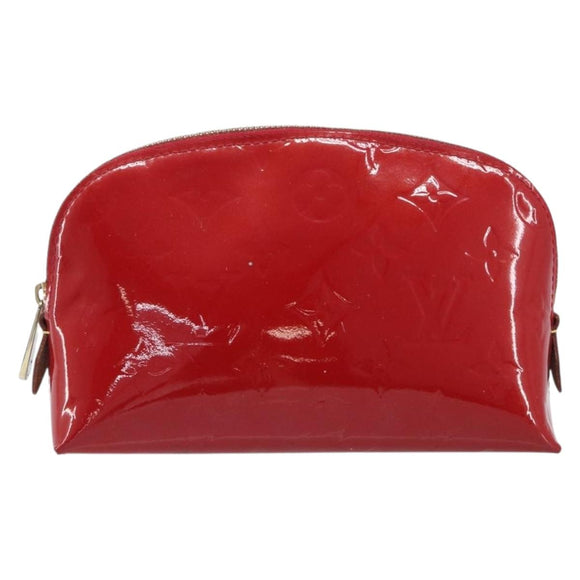 LOUIS VUITTON Monogram Vernis Pochette Cosmetic PM Pouch Red M90172 Auth ar14182