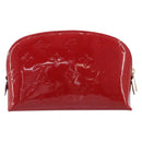 LOUIS VUITTON Monogram Vernis Pochette Cosmetic PM Pouch Red M90172 Auth ar14182-2