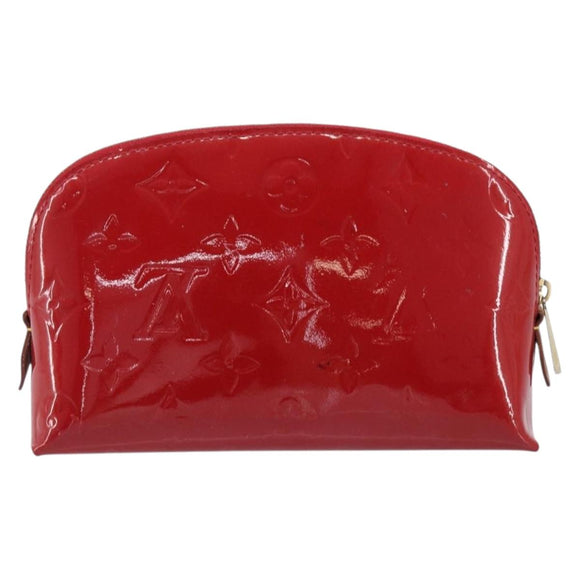 LOUIS VUITTON Monogram Vernis Pochette Cosmetic PM Pouch Red M90172 Auth ar14182