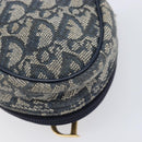 Christian Dior Trotter Canvas Saddle Pouch Navy Gold Tone Auth ar14184-10