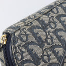 Christian Dior Trotter Canvas Saddle Pouch Navy Gold Tone Auth ar14184-12