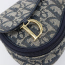 Christian Dior Trotter Canvas Saddle Pouch Navy Gold Tone Auth ar14184-13