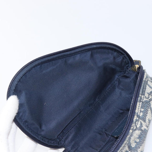 Christian Dior Trotter Canvas Saddle Pouch Navy Gold Tone Auth ar14184